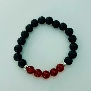 Elegant Black and Red Beaded Bracelet